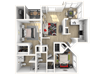 The Nines at Kierland B1 Two Bedroom Two Bathroom Floor Plan